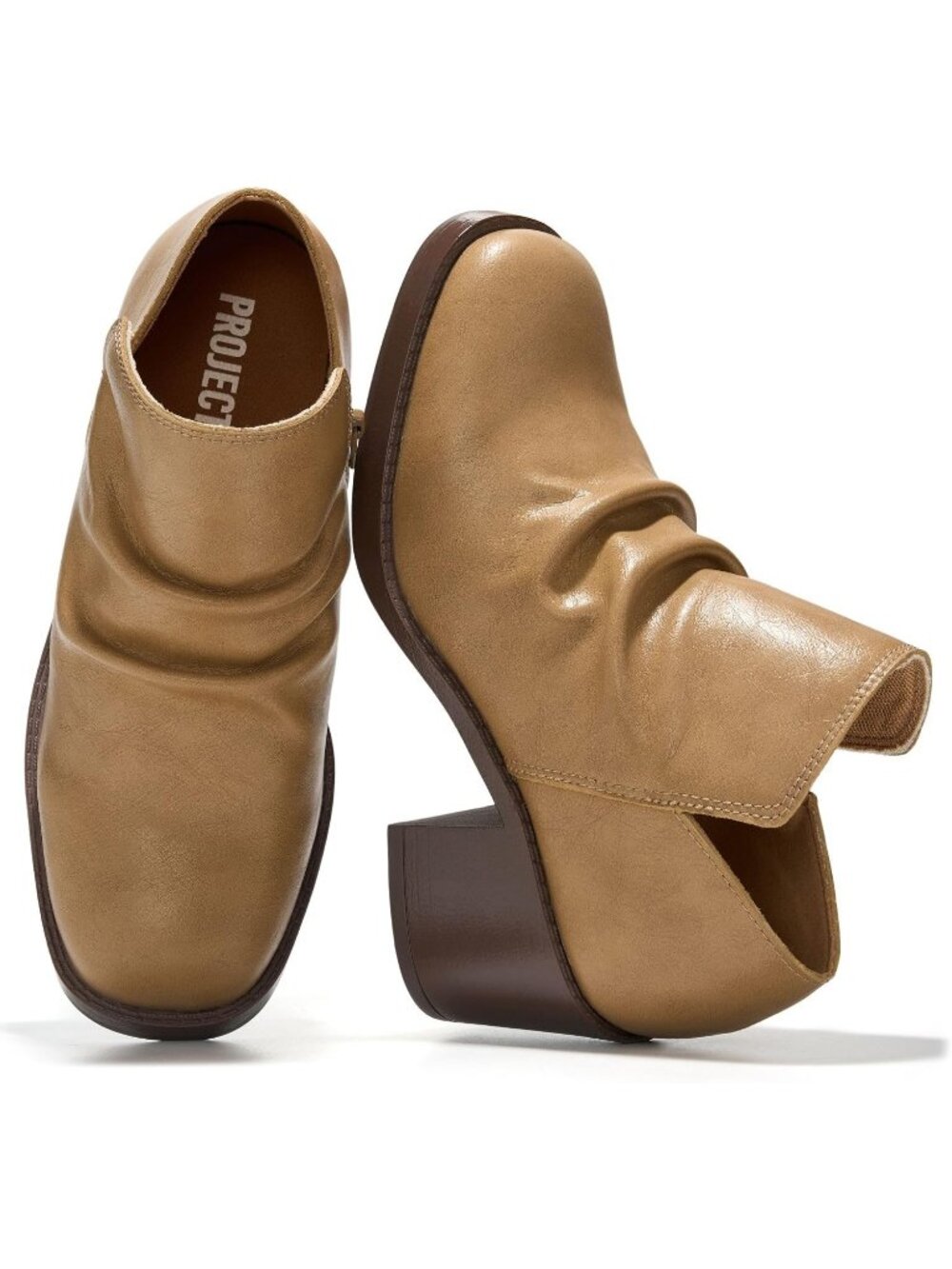 Women's Sand Grainy Leather Non-Slip Block Heeled Winter Casual Ankle Boots
